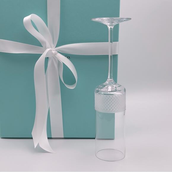 New Tiffany & Co. Diamond Point Champagne Flute Crystal Glass One W/ Box - Picture 4 of 10